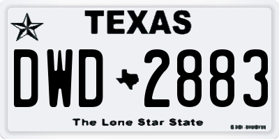 TX license plate DWD2883