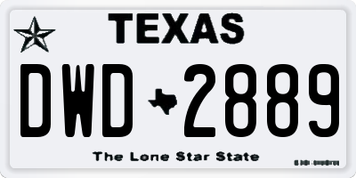 TX license plate DWD2889