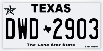 TX license plate DWD2903