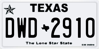 TX license plate DWD2910