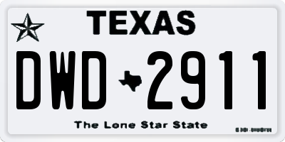 TX license plate DWD2911