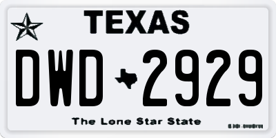 TX license plate DWD2929