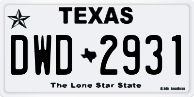 TX license plate DWD2931