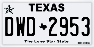 TX license plate DWD2953