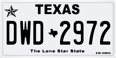 TX license plate DWD2972