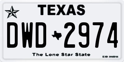 TX license plate DWD2974
