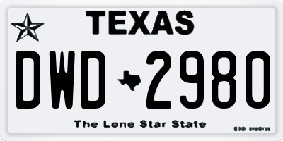 TX license plate DWD2980
