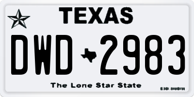 TX license plate DWD2983