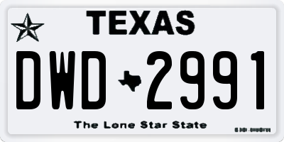 TX license plate DWD2991