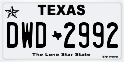 TX license plate DWD2992