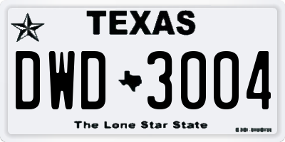 TX license plate DWD3004