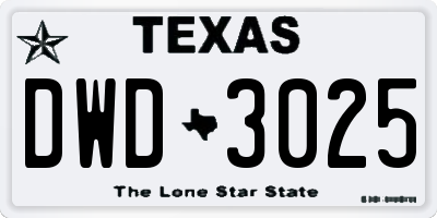 TX license plate DWD3025