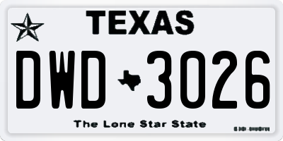 TX license plate DWD3026