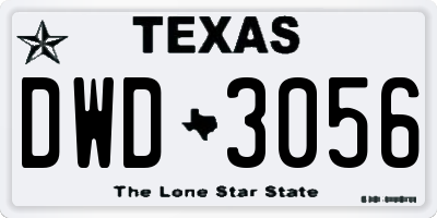 TX license plate DWD3056
