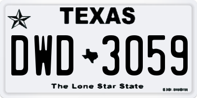 TX license plate DWD3059
