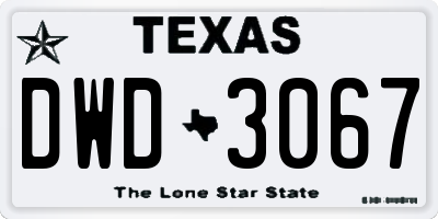 TX license plate DWD3067