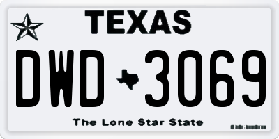 TX license plate DWD3069