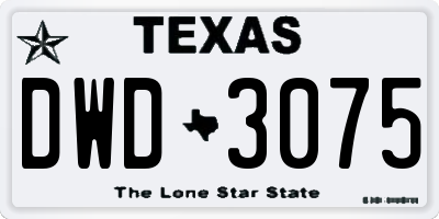 TX license plate DWD3075