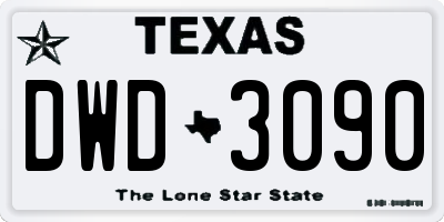 TX license plate DWD3090