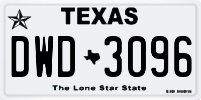 TX license plate DWD3096