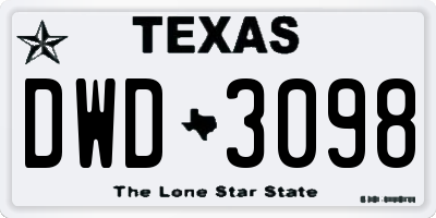 TX license plate DWD3098