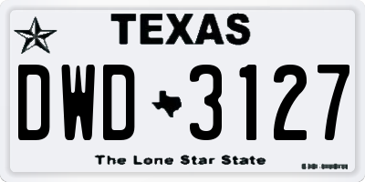 TX license plate DWD3127