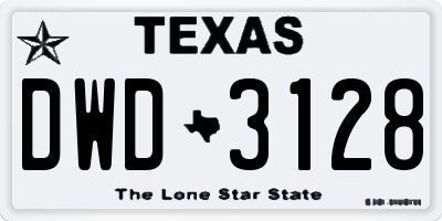 TX license plate DWD3128