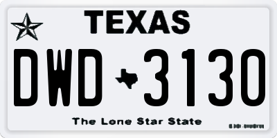 TX license plate DWD3130