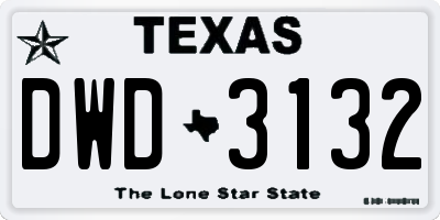 TX license plate DWD3132