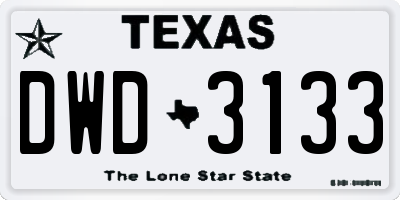 TX license plate DWD3133