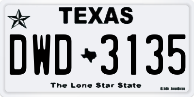 TX license plate DWD3135