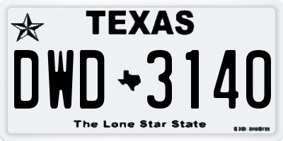 TX license plate DWD3140