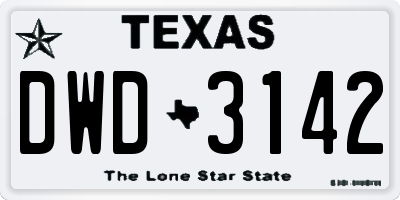TX license plate DWD3142
