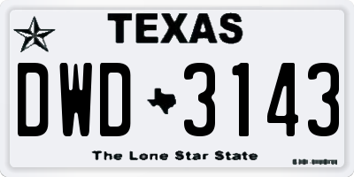 TX license plate DWD3143