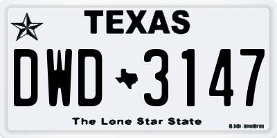 TX license plate DWD3147