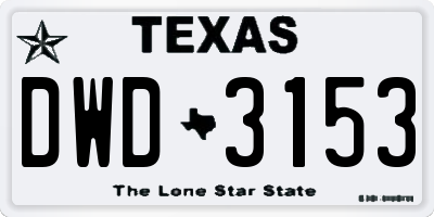 TX license plate DWD3153