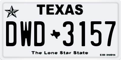 TX license plate DWD3157