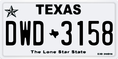 TX license plate DWD3158