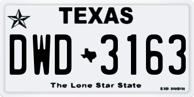 TX license plate DWD3163