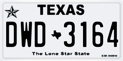 TX license plate DWD3164