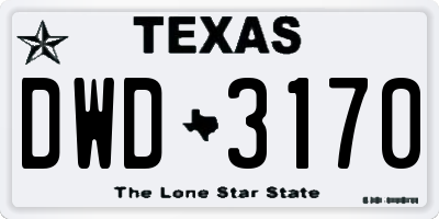 TX license plate DWD3170