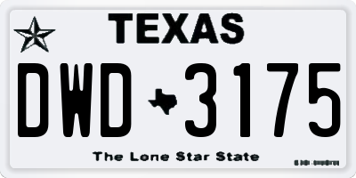 TX license plate DWD3175
