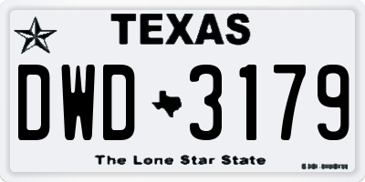 TX license plate DWD3179