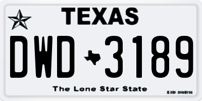 TX license plate DWD3189