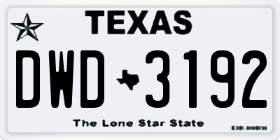 TX license plate DWD3192