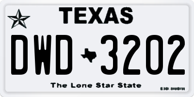 TX license plate DWD3202