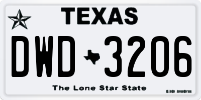 TX license plate DWD3206