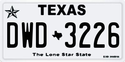 TX license plate DWD3226
