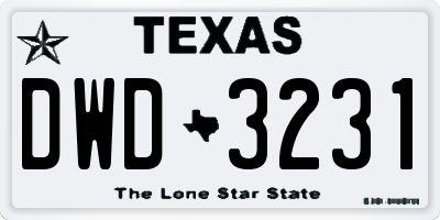 TX license plate DWD3231
