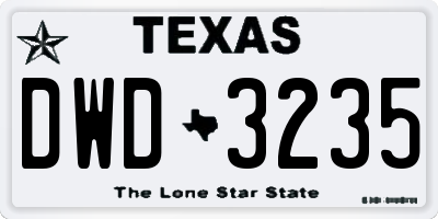 TX license plate DWD3235